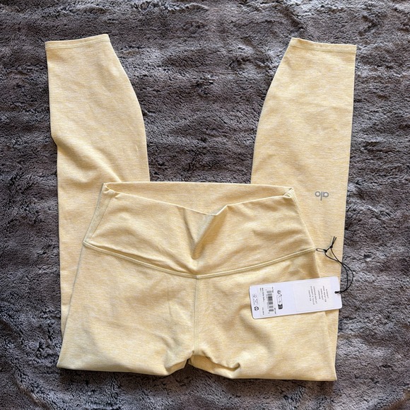 ALO ALOSOFT High Waist Leggings Warm Butter Heathered Yellow Large 7/8 Length - Picture 5 of 10